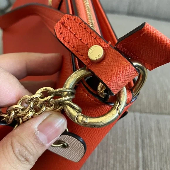 Calvin Klein Vibrant Orange Saffiano Shoulder Bag - Picture 16 of 17